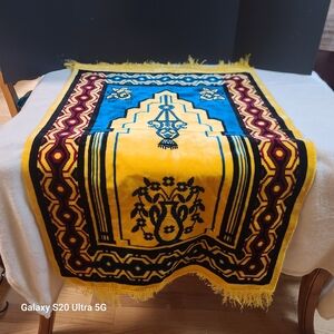 Vibrant Yellow and Blue Prayer Rug